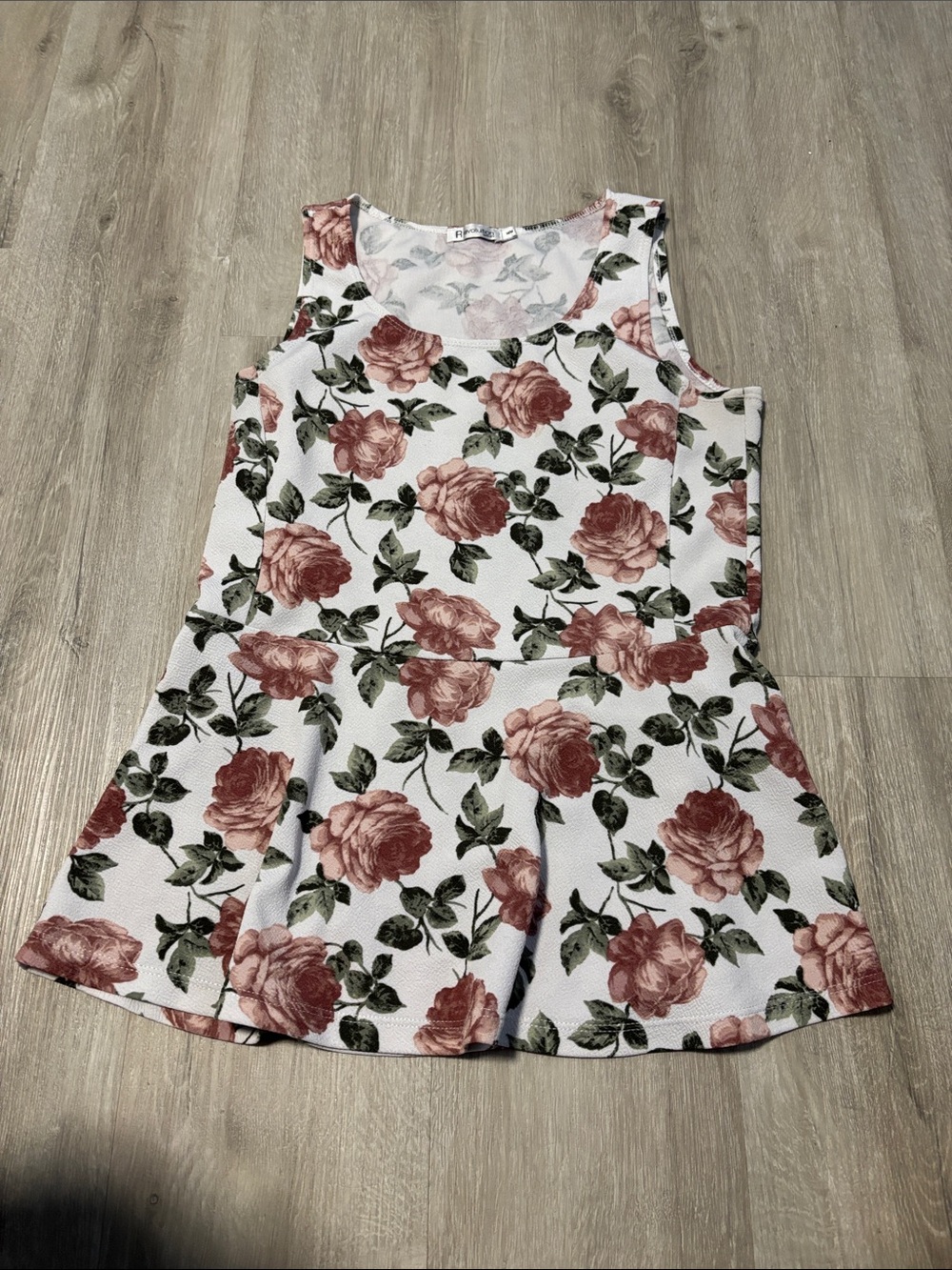 Revolution White Tank Dress with Pink Rose Print